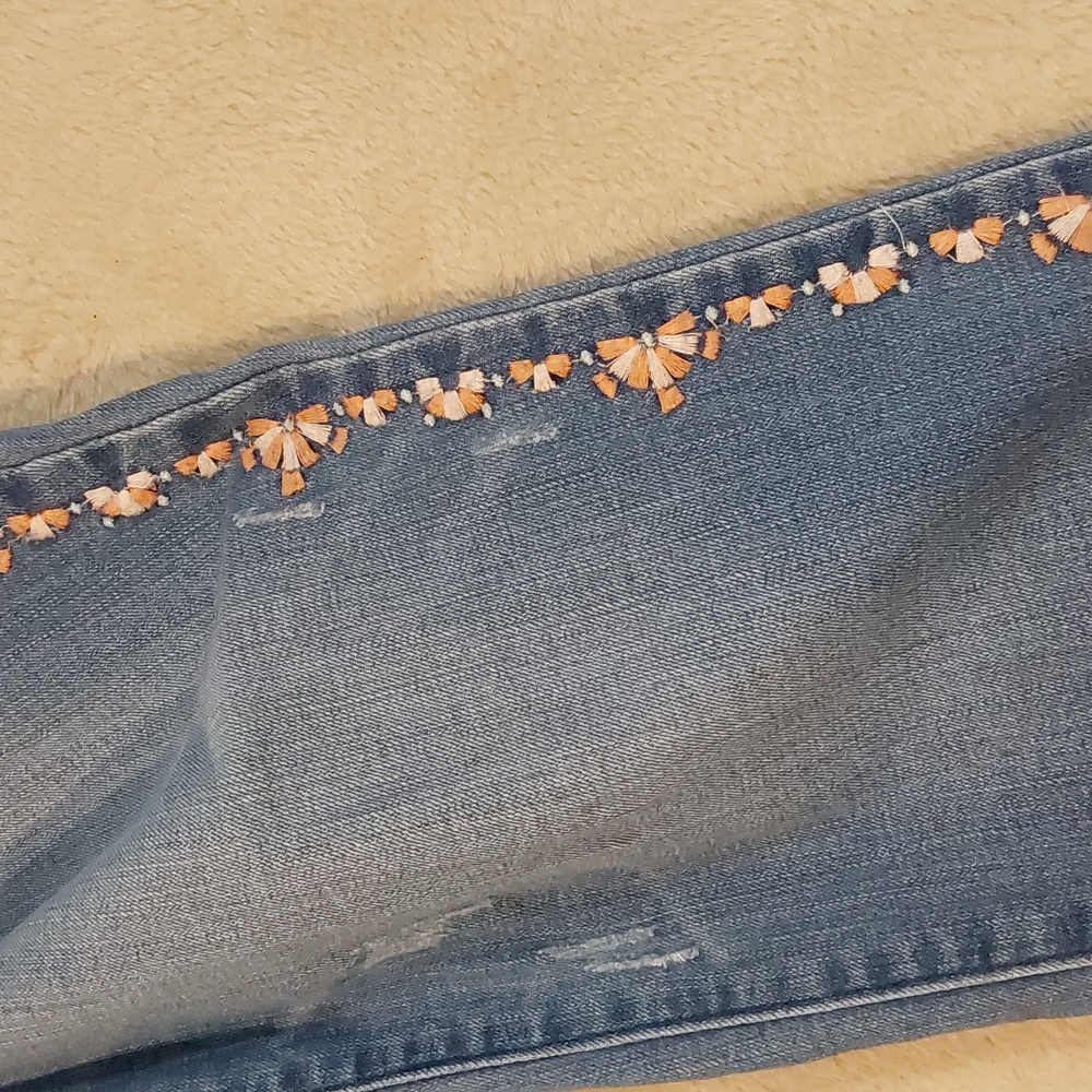 Vintage America Blues Boho Skinny jeans With Embroidered Sides Size 8/29 - Picture 5 of 13